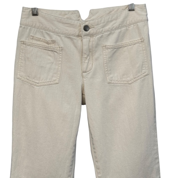 Express Vintage Precision Fit Beige Cotton Pants 5/6 Buckle Back Split Hem - Picture 3 of 8